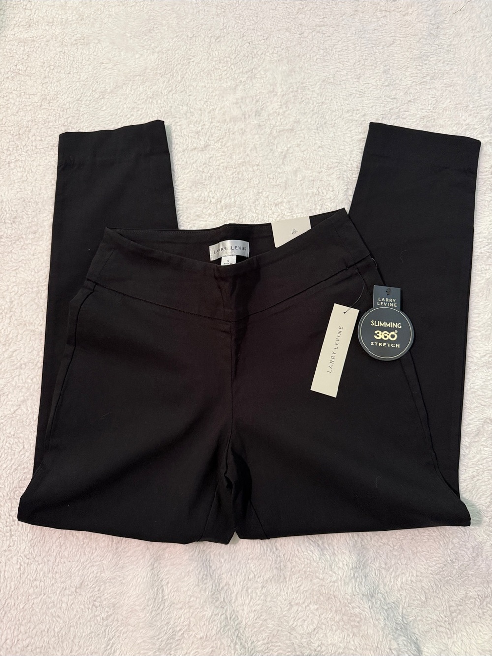 Larry Levine Black Pull-On Slim Pants